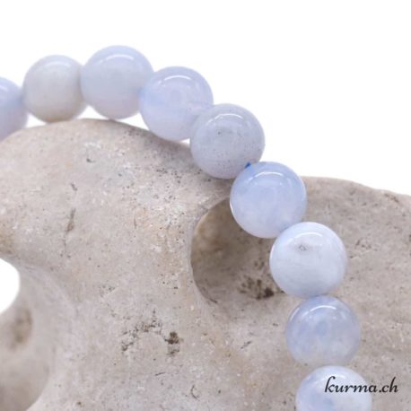 Bracelet Calcédoine Bleue - 8mm - Nº14063-2 disponible dans la boutique en ligne Kûrma. Votre magasin de pierre et minéraux en suisse