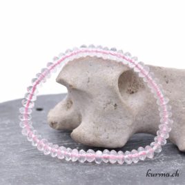 Bracelet Quartz rose rondelles 6mm – Facettes – N°14504