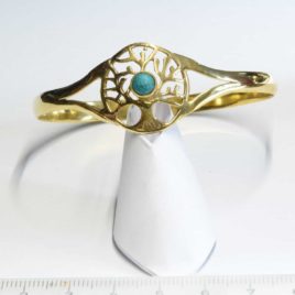Arbre de vie et turquoise (Synt) - Bracelet en Laiton - N°6652 • Bracelet Laiton N°6652.1 Arbre de vie et turquoise (Synt) - Bracelet en Laiton - N°6652