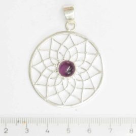 Lotus Améthyste - Pendentif en Laiton Argentée - N°6747 • Pendentif Laiton N°6747 Lotus améthyste Lotus Améthyste - Pendentif en Laiton Argentée - N°6747