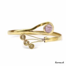 Triple spirale avec une pierre – Bracelet en laiton doré – N°6655