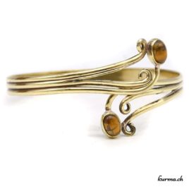 Vague et pierre – Bracelet en laiton doré – N°6629