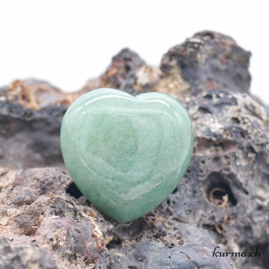 Pendentif coeur en aventurine verte pierre naturelle et argent plaqué