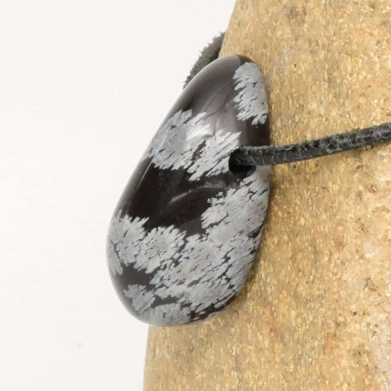 Anneau Acier Noir Avec Boule En Obsidienne Flocon De Neige - Piercing Corps, équilibre émotionnel - Bijou Lithothérapie - 7