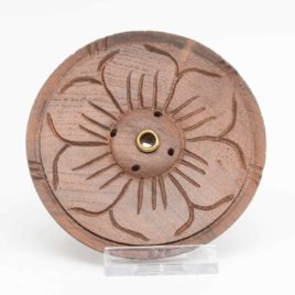 Porte-encens en bois - Lotus foncé - 9cm N°4673.1 • Porte encens bois N°4673.1 45gr 9x1cm 1 Porte-encens en bois – Lotus foncé – 9cm N°4673.1