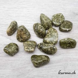Epidote - Feldspath ''Flocons de Neige'' - Pierre roulée 3cm à 4cm – N°6960.1 • Epidote Feldspat flocon de neige Pierre roulee 6960 04 Epidote – Feldspath ”Flocons de Neige” – Pierre roulée 3cm à 4cm – N°6960.1