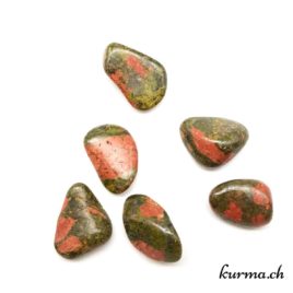 Unakite / Epidote - Pierre roulée 2.5cm à 3.5cm - N°5075.1 • Unakite Pierre roulee 03 Unakite / Epidote – Pierre roulée 2.5cm à 3.5cm – N°5075.1