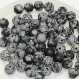 Obsidienne flocon de neige mate – Perles 6.5-7mm – N°7659