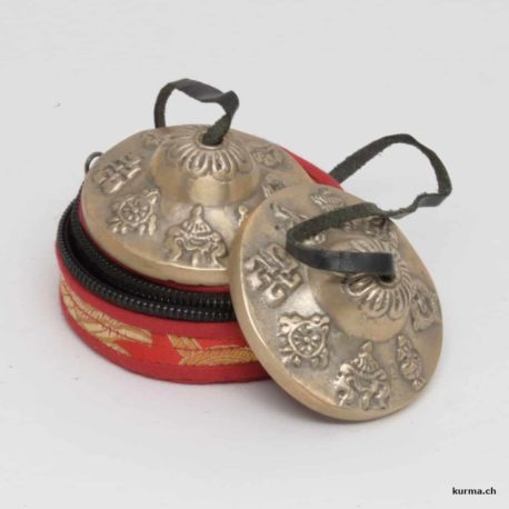 cymbale tibétain et pochette rouge