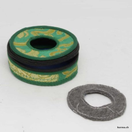 boite de protection en tissue cymbale tibétain avec rondelle de feutre