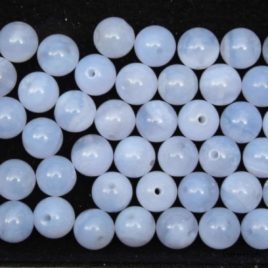 Calcédoine bleue - Perles 7,5mm - N°8243 • Calcedoine bleu 76mm 8124 Perles calcédoine bleu
