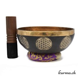 Bol chantant gravé Fleur de vie - 24x10cm - N°6238.2 • bol chantant grave fleur de vie 6238.2 3 Bol chantant Fleur de vie