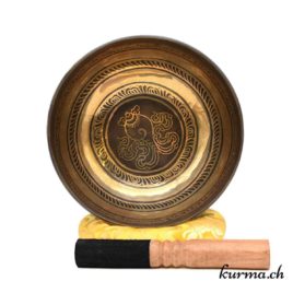 Bol chantant gravé avec une Conque tibétaine - 973gr - N°3451.10 • bol chantant tibetain grave 3451.10 4 Bol chantant gravé avec une Conque tibétaine