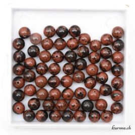 Obsidienne Acajou ou Mahogany - Perles 6-6,5mm - N°8182 • Obsidienne acajoux 6 65mm 8182 Perles obsidienne Mahogany
