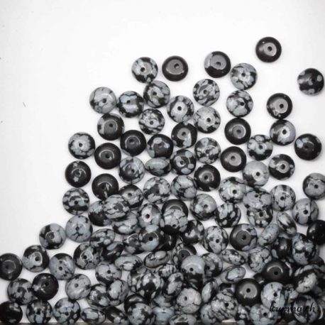 Perles Obsidienne flocons de neige rondelles 6mm