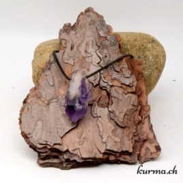 Améthyste en cristal - Pierre percée pour collier - N°6996.1 • Amethyste 6996.1 16gr 4.4x2.1x1.9cm 4 Vente collier Améthyste