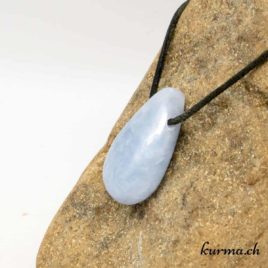 Calcite bleue - Collier en pierre percée - N°5949.1 • Calcite bleu 5949.1 15gr 3.6x2.2x1.3cm 2 Calcite bleue collier