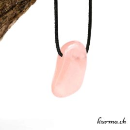 Quartz rose - Collier en pierre percée - N°5951.3 • quartz rose pendentif en pierre 5951.3.2 Quartz rose collier pierre percée