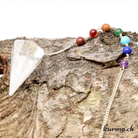acheter Pendule 7 chakra et cristal de roche dans la boutque de radiesthésie Suisse
