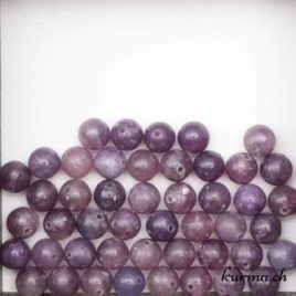 Lépidolite violette - Perles 8-8,5mm - N°8356 • Perles lepidolite 8 85mm 8356 Perles en Lépidolite