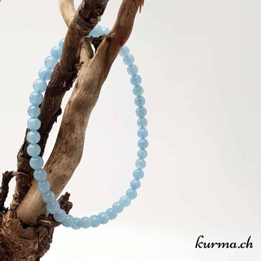 Bracelet Perles Aigue-marine En Verre - Sur Mesure - Fait Main - 8mm