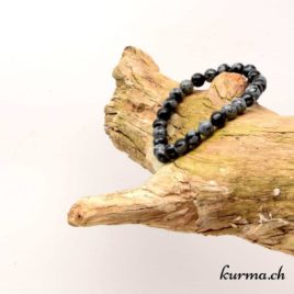 Bracelet Obsidienne flocons de neige - 6,5-7mm - N°8932 • Bracelet en perles obsidienne flocon 6mm 8932 1 Bracelet en Obsidienne flocons de neige 7mm