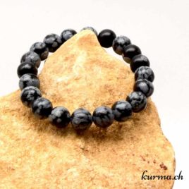Bracelet Obsidienne flocons de neige - 8-8,5mm - N°8933 • Bracelet en perles obsidienne flocon 8mm 8933 1 Bracelet Obsidienne flocons de neige 8mm