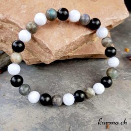 Bracelet Onyx, Calcédoine, Labradorite mate - 8mm • Bracelet en perles onyx homme 8mm 9103 1 Bracelet homme