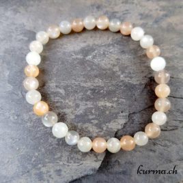 Bracelet Pierre de lune blanche et abricot - 6.5mm - N°10191 • Bracelet en perles pierre lune mixe 8mm 9071 1 Bracelet Pierre de lune blanche et abricot 8mm