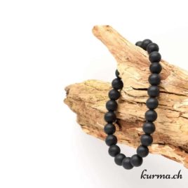 Bracelet Tourmaline noire mate - 8-8,5mm - N°8960 • Bracelet en perles tourmaline noire matte 8mm 8960 1 Bracelet Tourmaline noire mate 8mm