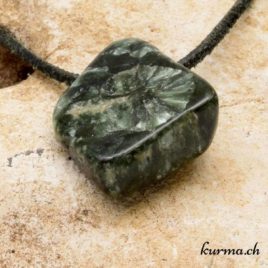 Séraphinite - Pendentif en pierre percée - N°8485.1 • Seraphinite 8485.1 1 Séraphinite pendentif