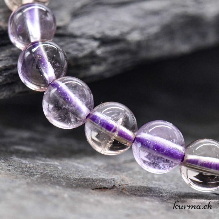 Bracelet Sur Mesure En Amétrine Naturelle - Pierre Violette/Transparente, Fait Main