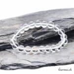 Bracelet Mala En Quartz Cristal De Roche Poli 8 Mm - 21 Perles + Médaillon Lotus - Sans Fermoir, Fabriqué En France