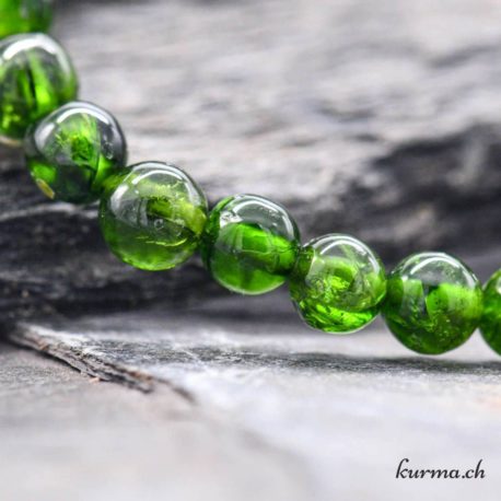 Bracelet Diopside 5mm - N°9058-2 disponible dans la boutique en ligne Kûrma. Votre magasin de pierre et minéraux en suisse