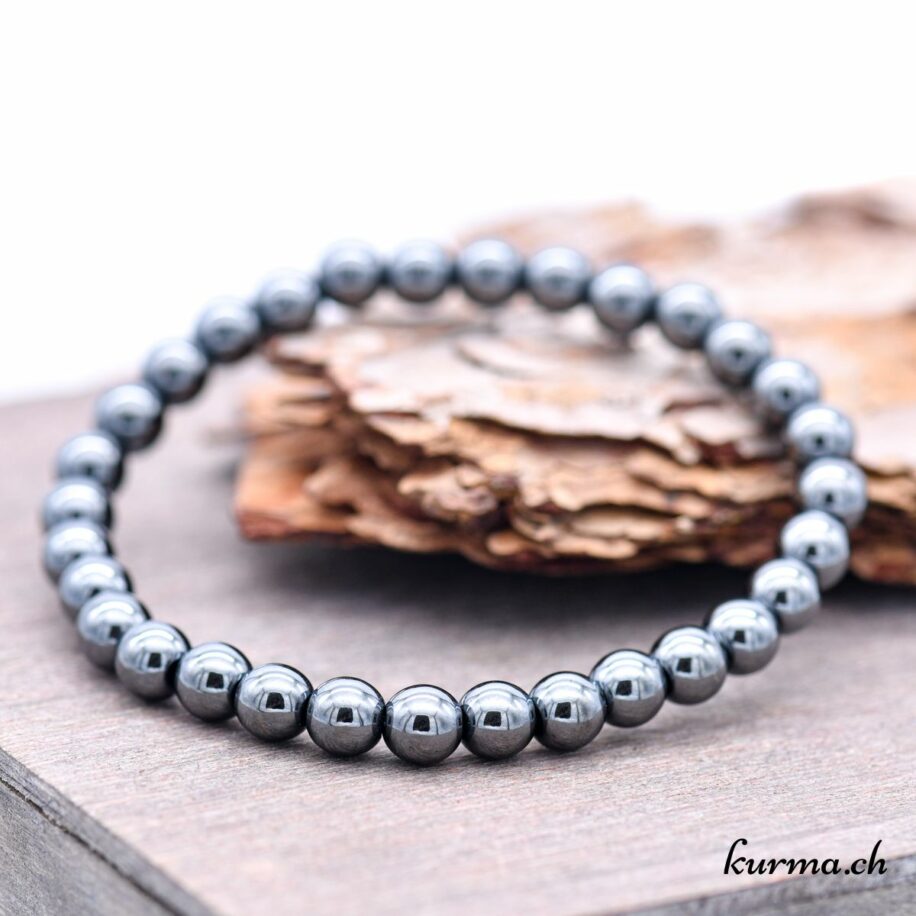 Bracelet En Hématite Naturelle Lithothérapie 18cm - Confiance En Soi - Pierre Minérale Noire