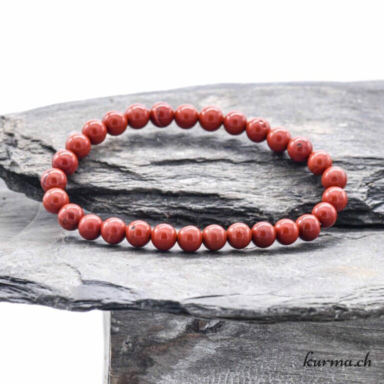 Bracelet Fait Main En Jaspe Rouge Naturel 8mm - Pierre Minérale Pour Vitalité Et énergie