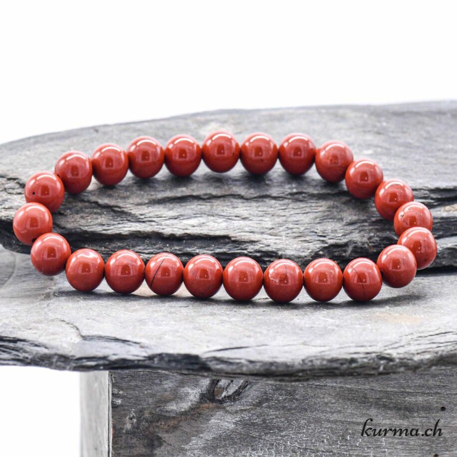 Bracelet Perles Hématite Et Jaspe Rouge - Fait Main - Taille Sur Mesure - Homme/Femme/Enfant