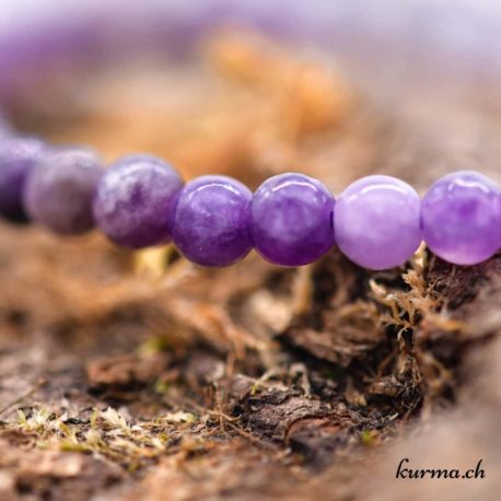 Bracelet Lépidolite violette 4mm - Nº 12881.3 disponible dans la boutique en ligne Kûrma. Votre Magasin de lithothérapie Suisse en ligne.