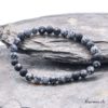 Bracelet Perles Pierre De Lune Et Obsidienne Flocon De Neige 8 Mm - Fabriqué En France, Neuf Avec étiquettes