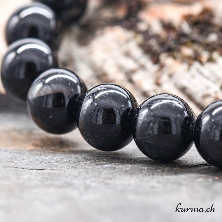 Bracelet En Tourmaline Noire Naturelle - Perles 8 Mm - Protection Et énergie Litho-Reiki