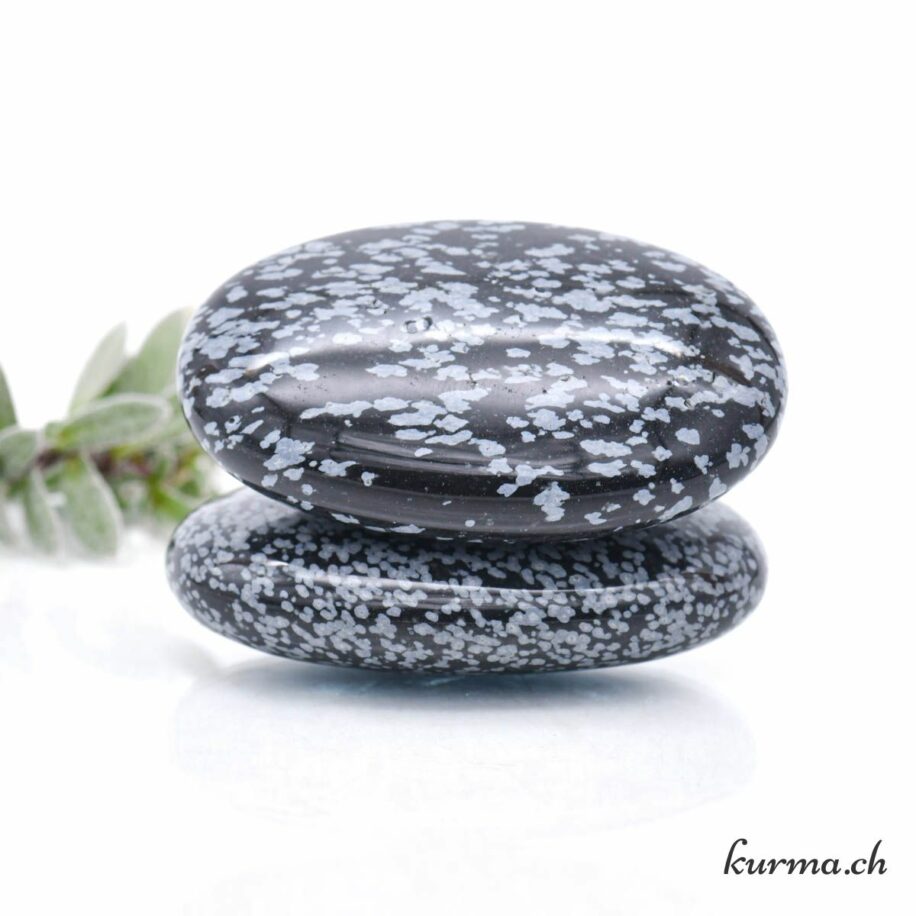 Pendentif Galet Plat En Obsidienne Neige - Pierre Naturelle Noire, Naturosphere, Neuf Avec étiquettes