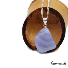 Calcédoine bleue pendentif en argent - N°8072.2 • pendentif boucle argent calcedoine bleue 8072.2 3 Calcédoine bleue pendentif en argent