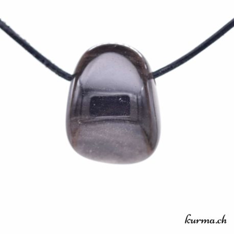 Pendentif Obsidienne Argentée ''Sibérienne'' - N°7990.3-1 disponible dans la boutique en ligne Kûrma. Votre Magasin de lithothérapie Suisse en ligne.