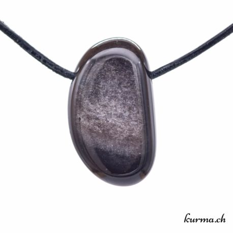 Pendentif Obsidienne Argentée ''Sibérienne'' - N°7990.4-1 disponible dans la boutique en ligne Kûrma. Votre Magasin de lithothérapie Suisse en ligne.