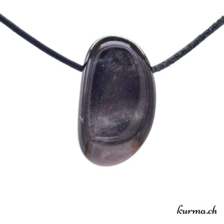 Pendentif Obsidienne Argentée ''Sibérienne'' - N°7990.4-3 disponible dans la boutique en ligne Kûrma. Votre Magasin de lithothérapie Suisse en ligne.