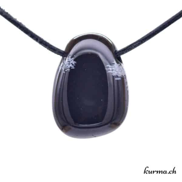 Anneau Acier Noir Avec Boule Obsidienne Flocon De Neige - Bijou Piercing, Pierre Naturelle