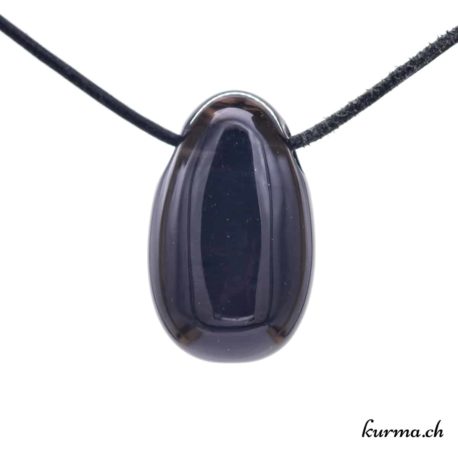 Pendentif Obsidienne Lamelle - N°8057.7-3 disponible dans la boutique en ligne Kûrma. Votre Magasin de lithothérapie Suisse en ligne.