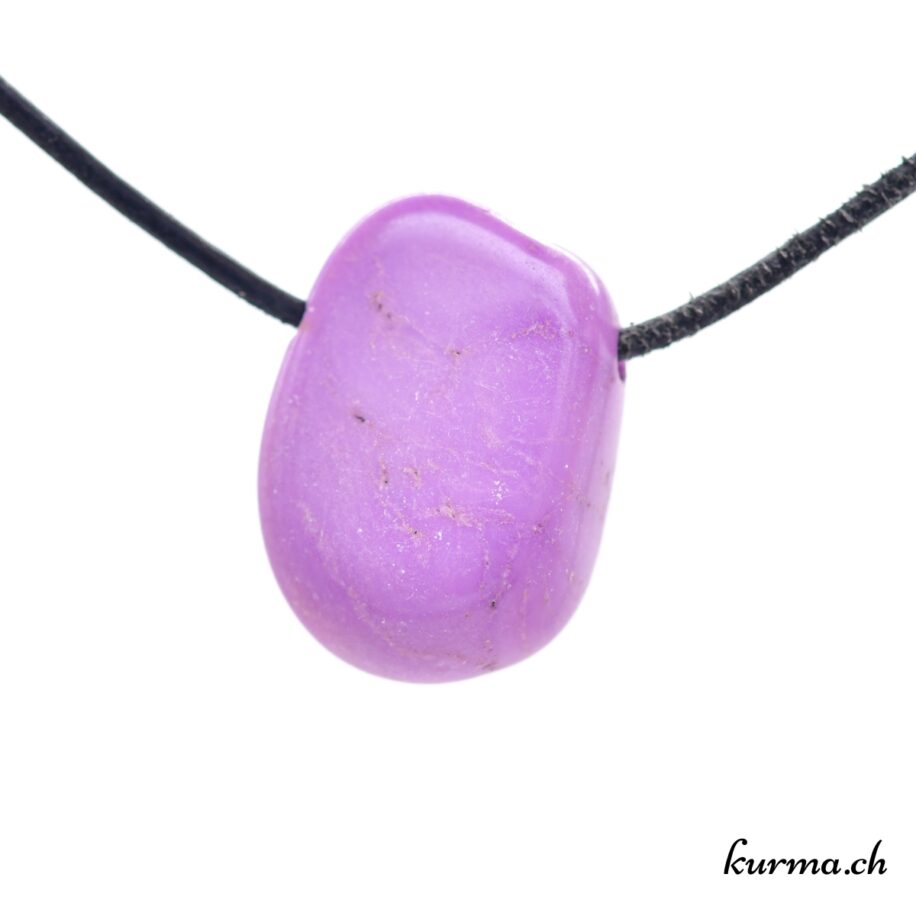Collier Pendentif En Phosphosidérite Violet Clair 185 Cts - Argent 925 - Fait Main En France, 45 Cm