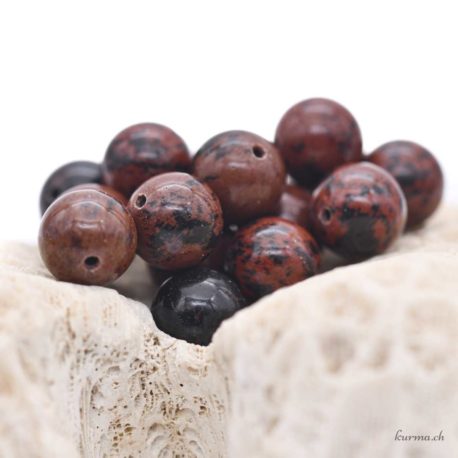 Acheter Perle Obsidienne Mahagony 10mm sur fil 40cm - N°16884-3 dans la boutique en ligne Kûrma. Magasin suisse de pierre de qualité.