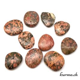 Unakite - Galet - 3.5 à 4cm - N°7322.1 • Unakite Pierre roulee 7322.1 4 Galet en Unakite pour les massage